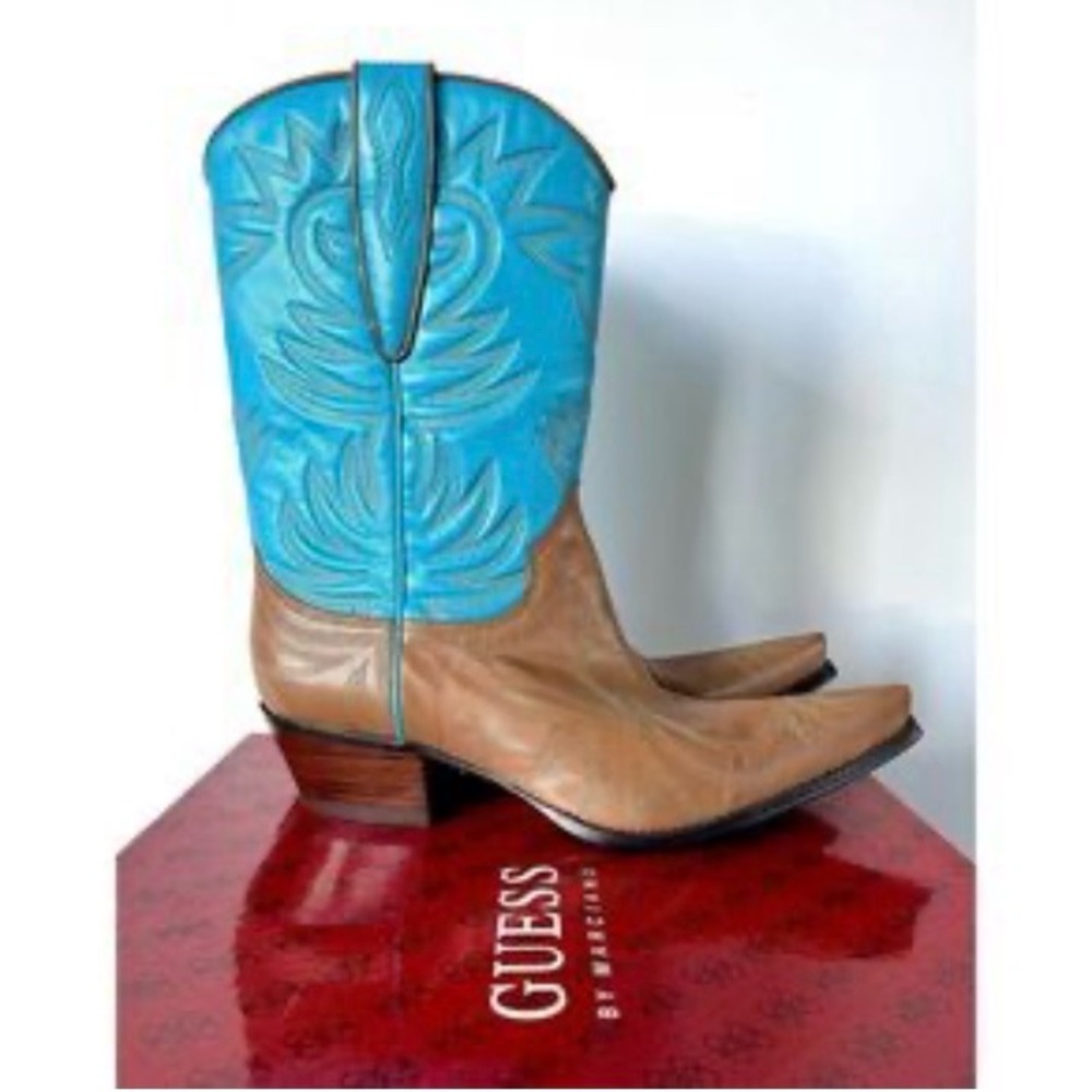 Guess by‎ Marciano Blue and Tan Western Boots